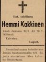 Record image of Hemmi Taavetinpoika Kakkinen