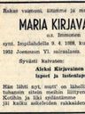 Record image of Maria Juhontytär Kirjavainen, Mikkonen (o.s. Immonen)