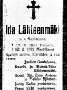 Record image of Ida Lyydia Sjöman (born Gustafsson)