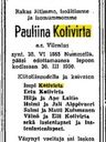 Record image of Henrika Paulina Hemström (born Wilenius)
