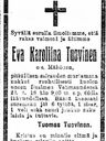 Record image of Eeva Karoliina Tuovinen (born Mähönen)