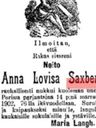 Record image of Anna Lovisa Bonnet (o.s. Saxberg)