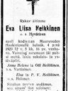Record image of Eeva Liisa Antintytär Heikkinen (born Hyvärinen)
