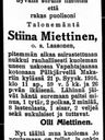 Record image of Kristina Heikintytär Miettinen (o.s. Laasonen)