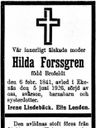 Record image of Hilda Elvira Forssgren (o.s. Brofeldt)