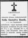 Record image of Sofia Gustava Ruuth (o.s. von Nandelstadh)