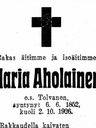 Record image of Maria Elisabet Aholainen (o.s. Tolvanen)