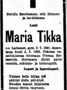 Record image of Maria Tahvontytär Tikka (o.s. Laihanen)