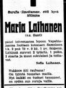 Record image of Maria Eliaantytär Laihanen (o.s. Sassi)