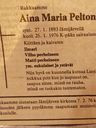 Record image of Aina Maria Juhantytär Palomäki (o.s. Peltoniemi)