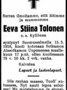 Record image of Eeva Stiina Jaakontytär Mankinen (born Kyllönen)