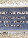 Record image of Mary Jane Picker (født Tranter)