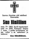Record image of Simo Paavonpoika Hämäläinen