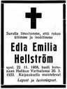 Record image of Edla Emilia Kallentytär Hellström (o.s. Lindholm)
