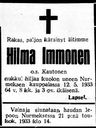 Record image of Hilma Pekantytär Immonen (o.s. Kautonen)