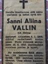 Record image of Sanni Alina Wallin (born Halme)