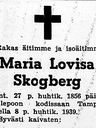 Record image of Maria Lovisa Skogberg (født Ärlig)
