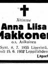 Record image of Anna Liisa Erkintytär Makkonen (o.s. Asikainen)