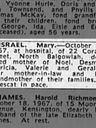Record image of Mary Jane (Mollie) Israel (born Conway)