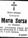 Record image of Maria  Maksimantytär Piiroinen (o.s. Kuronen)
