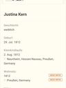 Record image of Justine Hofmann (geb. Kern)