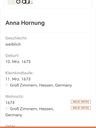 Record image of Anna Eulalia Maria Bernhardt (geb. Hornung/Hussman/Hausmann)