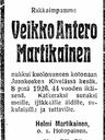 Record image of Veikko Antero Andersson Martikainen