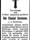 Record image of Ida Elisabeth Isaksdotter Sormunen (o.s. Snellman)