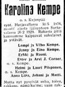 Record image of Karolina Eliasdotter "Kristina,Christina,Carolina" Kempe (born Kujanpää)