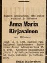 Record image of Anna Maria Juhontytär Kirjavainen (o.s. Hiltunen)
