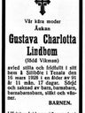 Record image of Charlotta Gustava Gustavsdotter Lindbom, Högberg (born Wikman)