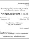 Record image of Grietje "Gre" Knevelbaard (born Mezach)