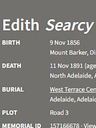 Record image of Edith Brook (born Searcy)