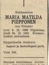 Record image of Maria Matilda Tuomaantytär Piepponen (born Iivonen)