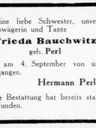 Record image of Frieda Bauchwitz (born Perl)
