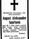 Record image of August Aleksander Adolfinpoika Saarinen