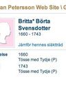 Record image of Borta Andersson (born Svensdotter)