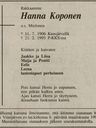 Record image of Hanna Kallentytär Koponen (born Mielonen)