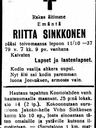 Record image of Riitta Samulintytär Sinkkonen (born Silvennoinen)