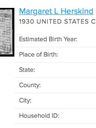 Record image of Margaret Louise Munson (born Herskind)