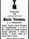 Record image of Maria Matintytär Pikkarainen Keinonen (o.s. Turunen)