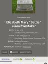 Record image of Mary Elizabeth "Bettie" Whitaker (born Daniel)
