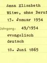 Record image of Anna Elisabeth Hacker (Erichsen)