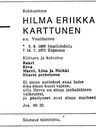 Record image of Hilma Eriikka Karttunen (born Voutilainen)