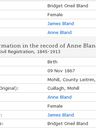 Record image of Anne Noone (born Bland)