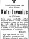 Record image of Kaisa Katherine Invenius (o.s. Kukkonen)
