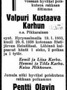 Record image of Valpuri Kustaava Eliaksentytär Karhu (born Pikkarainen)