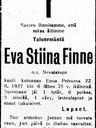 Record image of Eva Stiina Yrjöntytär Finne (o.s. Nevalainen)