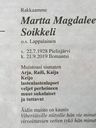 Record image of Martta Magdaleena Soikkeli (born Lappalainen)