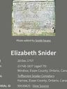 Record image of ELIZABETH SNIDER (born Jacob)